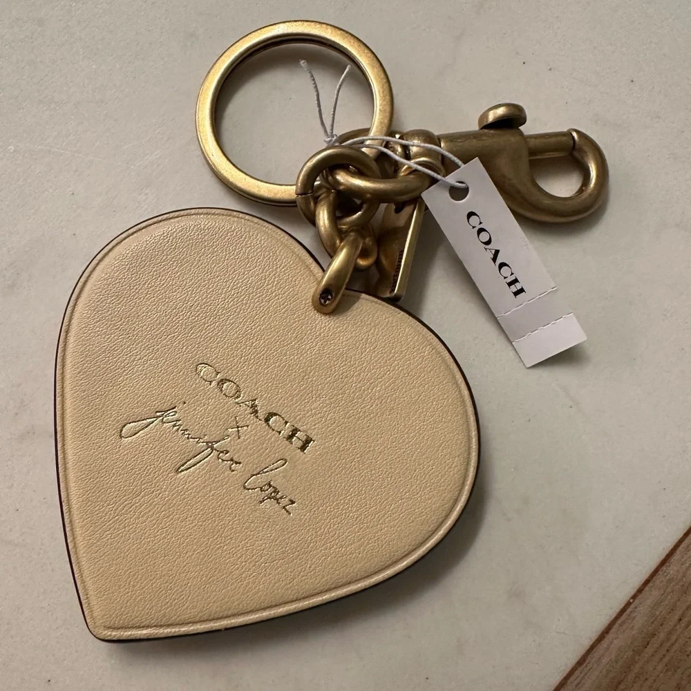 NWT! NEW! Coach x Jennifer Lopez Gold Heart Keychain Bag Charm Limited Edition